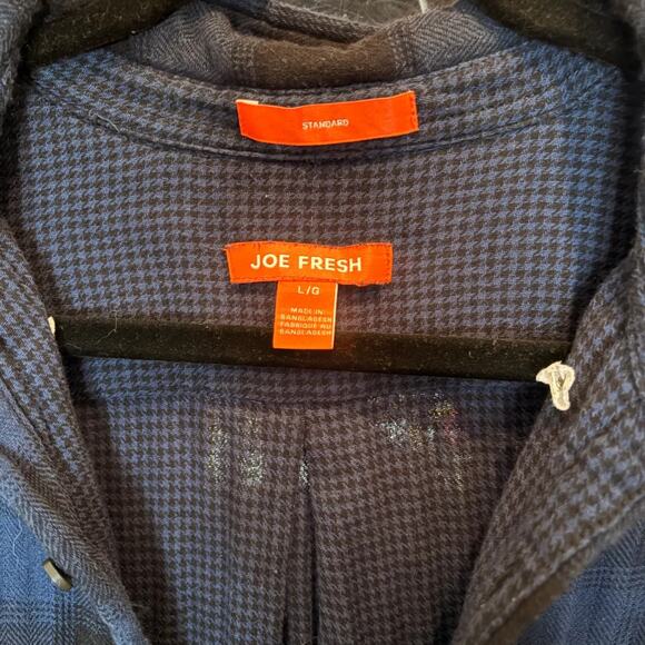 Joe Fresh Navy Check Button-Down Shirt – Men’s L - Picture 2 of 6